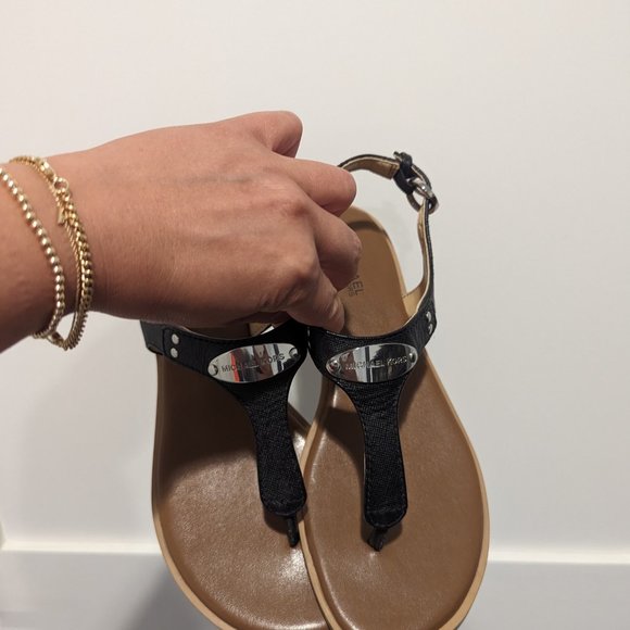 Michael KORS black leather sandals sz 36 - Picture 2 of 6
